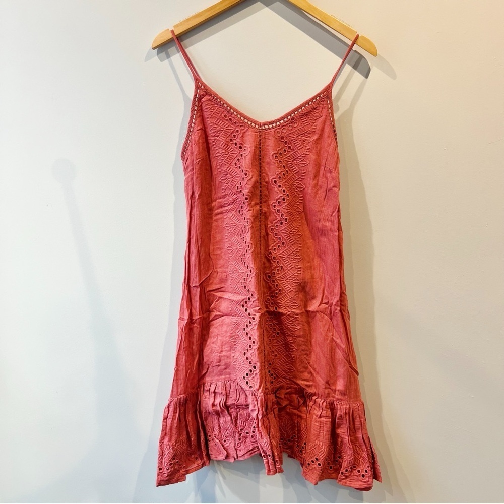 House of Harlow 1960 Flounce Hem Eyelet Mini Dress